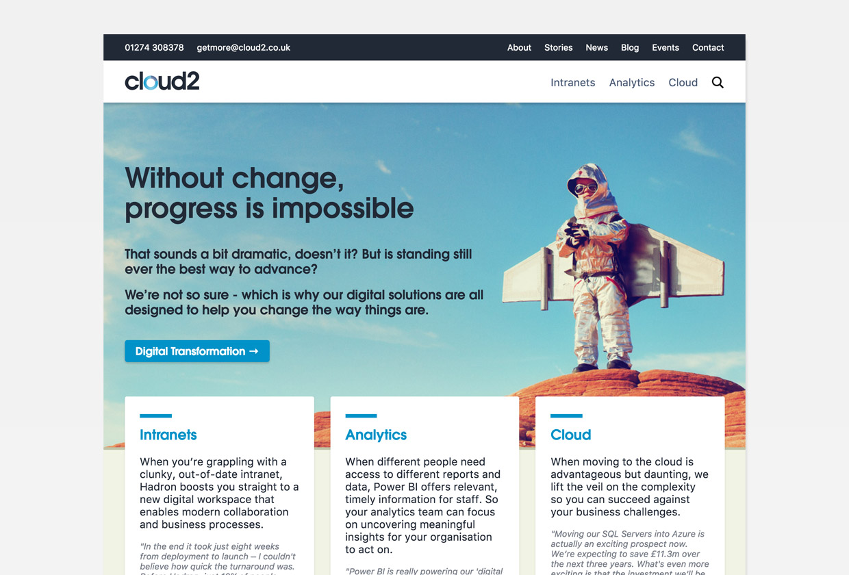 Cloud2 website homepage